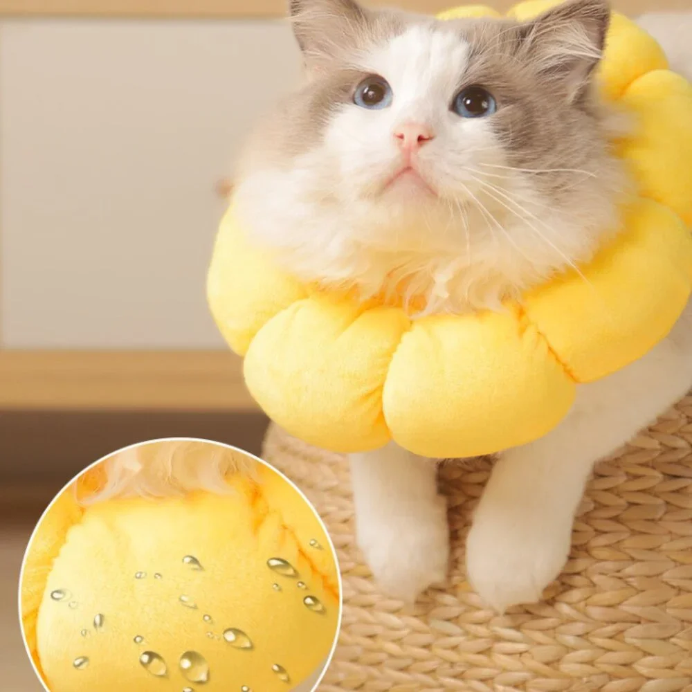 Cat Small Dog Recovery Collar Cute Sunflower Neck Cone After Surgery, Adjustable